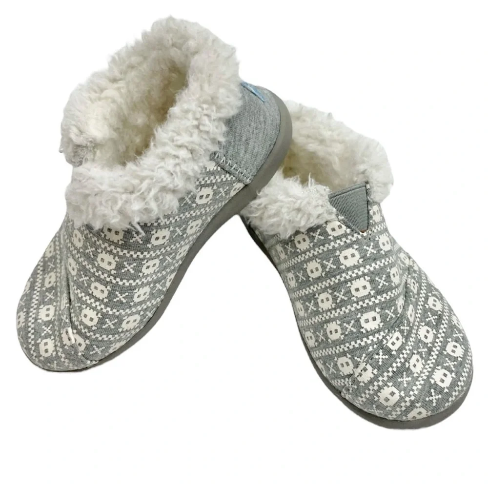 TOMS Grey Jersey Skulls Slipper